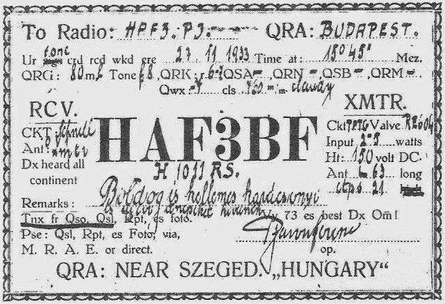 Egykori unlis lapom 1933-ból